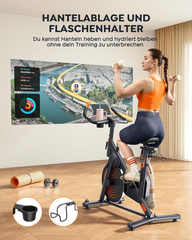 Thumbnail 6 de Burever Hometrainer mit App, 15 kg Schwungrad