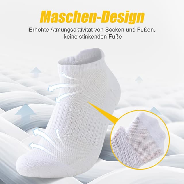 Detalle de SockWaddles Chaussettes de sport unisexes respirantes 6 paires (coton, mesh, anti-ampoules)