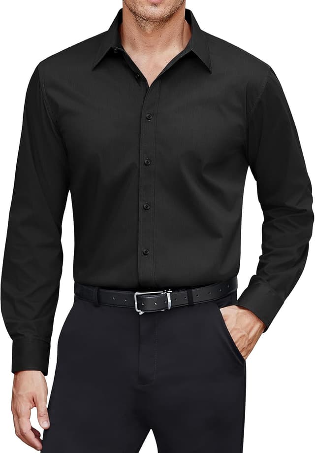 Detalle de J.VER Men’s Long Sleeve Dress Shirt with Stain Shield, Stretch & Non-Iron finish