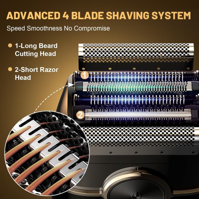 Detalle 2 de VitezTab Foil Shaver Electric Razor: Mini electric shaver with 4 floating blades, 2-speed control, IPX7 and USB-C
