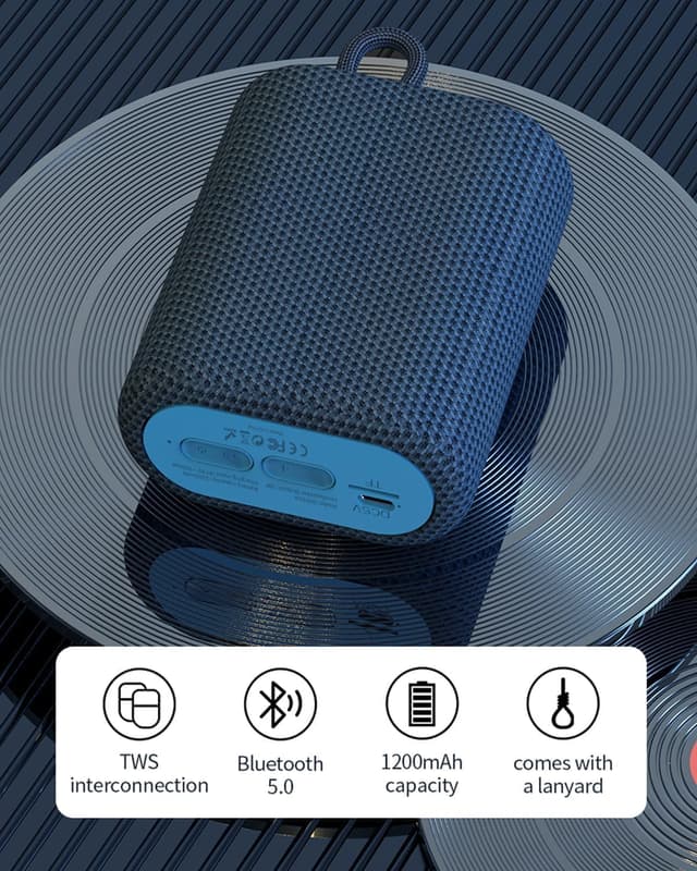 Detalle de OneCut Portable Bluetooth Speaker (IPX7 Waterproof) with Loop, TF Card & FM Radio