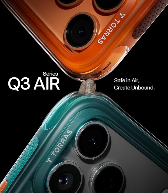 Detalle 2 de TORRAS Ostand Q3 Air for iPhone 17 Pro Case (Orange) — MagSafe compatible shockproof case with rotating kickstand