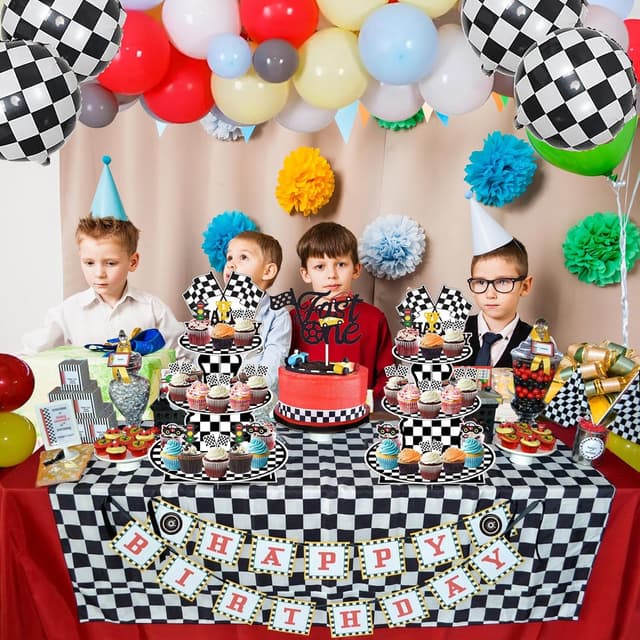 Thumbnail 6 de BACUTHY 2-Pack Race Car 3-Tier Cupcake Stands for Birthday Parties (Cup Cake Holder Tower, Truck Theme)