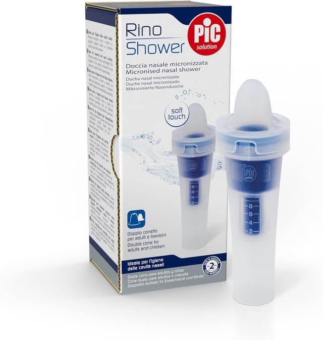 Detalle de Pic Solution Rino Shower per aerosol nasale micronizzato, doccia nasale con 2 conetti