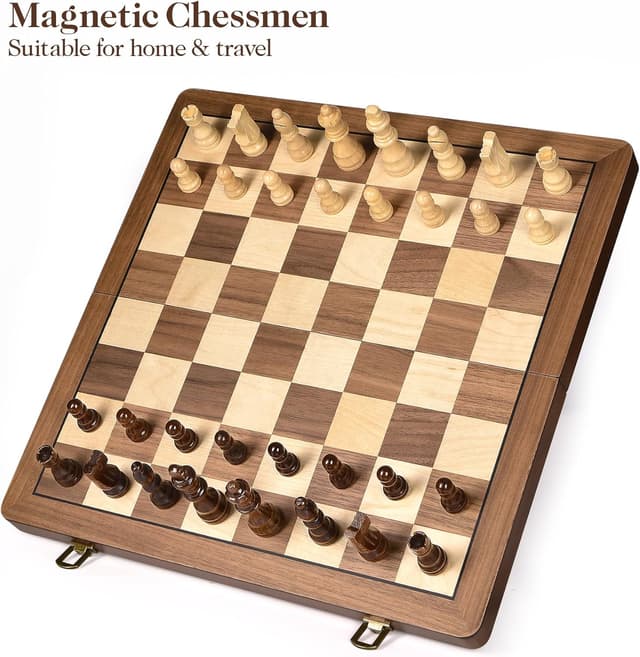 Thumbnail 6 de ELONGDI 15" Wooden Chess Set with Magnetic Pieces ♟