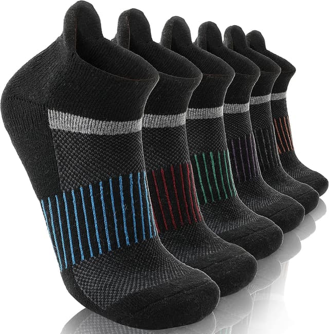 Detalle de 6 Pairs Merino Wool Ankle Running & Hiking Socks with Compression Support (No-Show) for Women & Men
