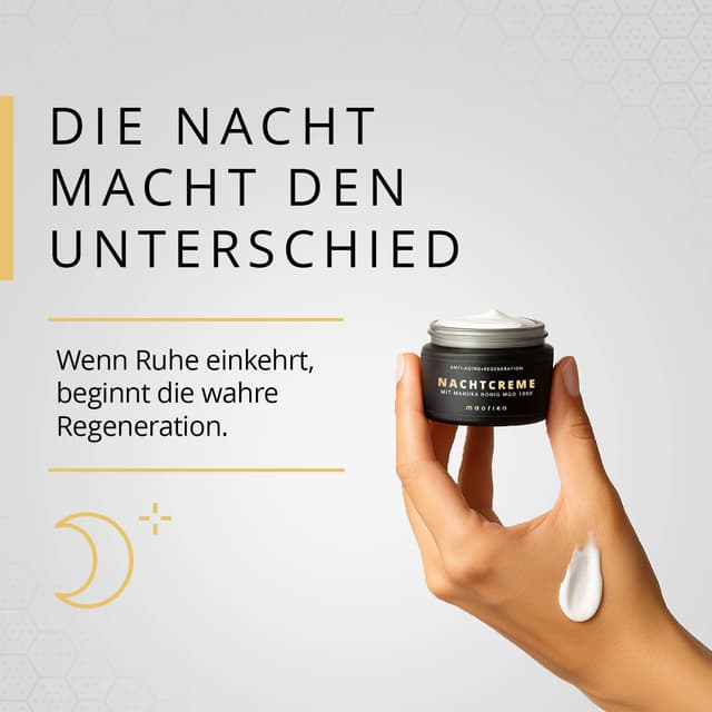 Detalle 2 de maorika Nachtcreme mit Manuka Honig MGO 1000+ – neutrale Anti-Aging Pflege mit Gelee Royal, Bienenwachs & Sheabutter (50 ml)