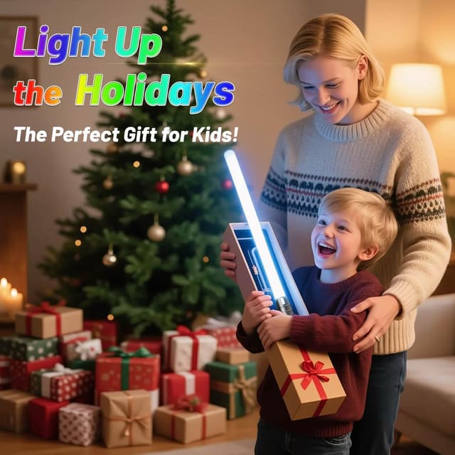 Detalle 2 de CSNDICE kids RGB duelling lightsaber with 15 colours, 4 FX sounds and USB-C recharge