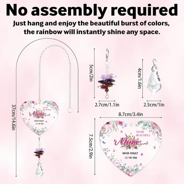 Detalle 2 de Crystal Suncatcher for Mum – “To My Beautiful Mum Never Forget I Love You” gift for Mother’s Day, birthday & more