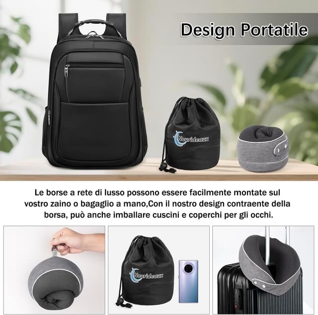 Detalle 1 de Nourideaux Nackenkissen Dunkelgrau Flugzeug