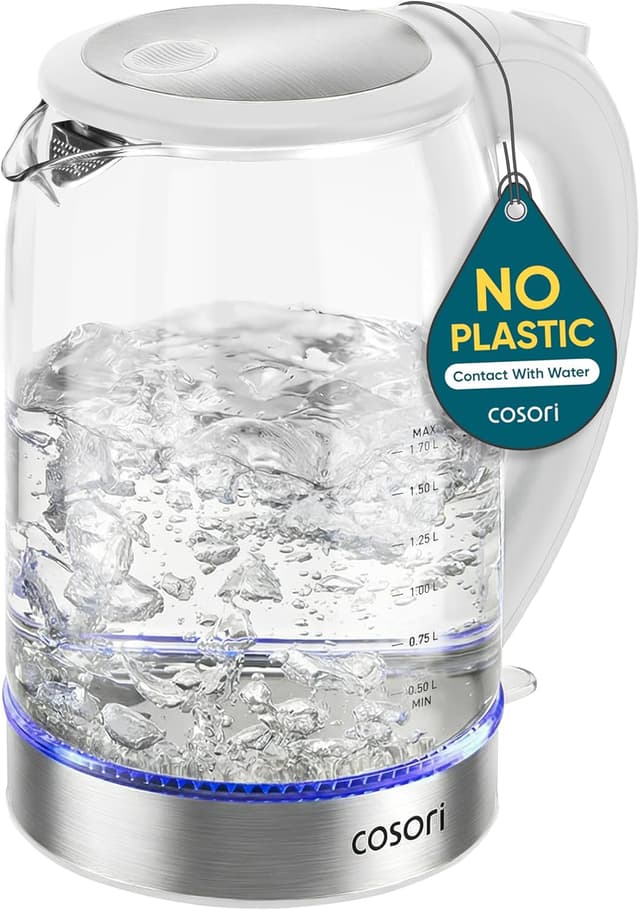 Detalle de Cosori Electric Kettle (1.7L) with Borosilicate Glass, No Plastic Contact, Auto Shut-Off, 1500W