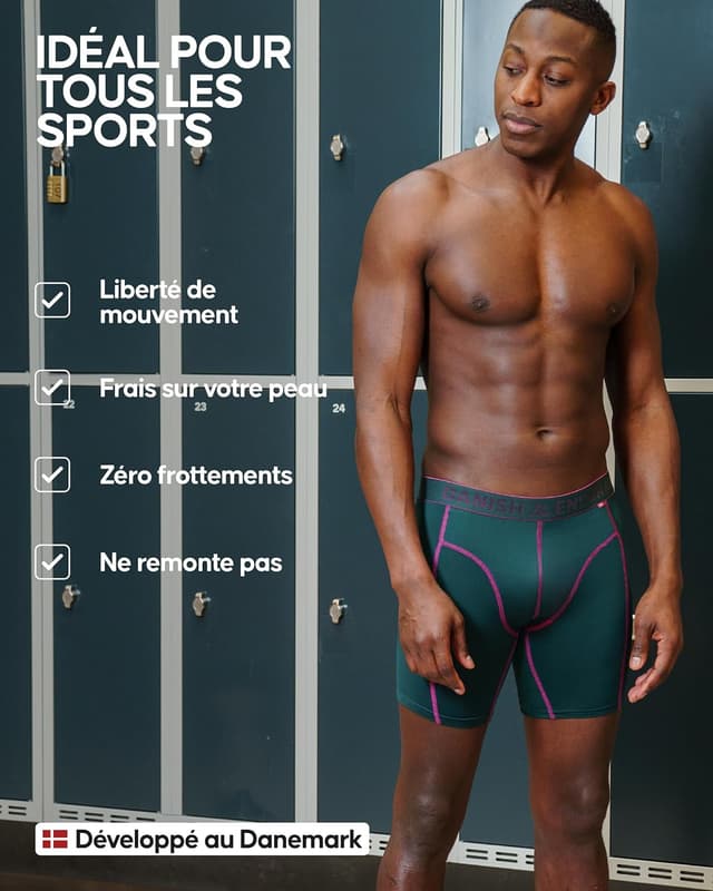 Detalle de DANISH ENDURANCE Boxers de course anti-frottements pour hommes (lot de 3) – jambes normales ou longues