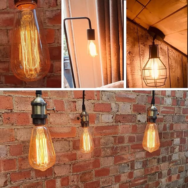 Detalle 1 de Vintage Edison E27 Filament Light Bulb 40W ST64 (Warm White, 6 Pack) – Retro industrial style