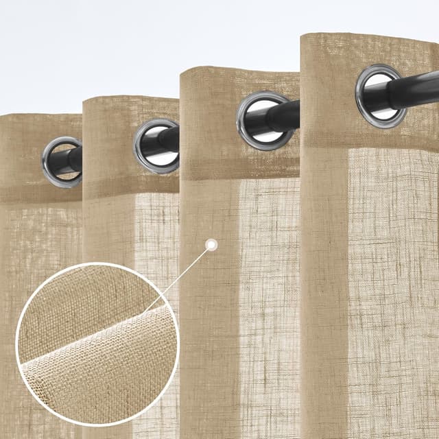 Thumbnail 6 de Woaboy Cortinas de Lino Visillo Translucido Modernas 2 Piezas 🏡