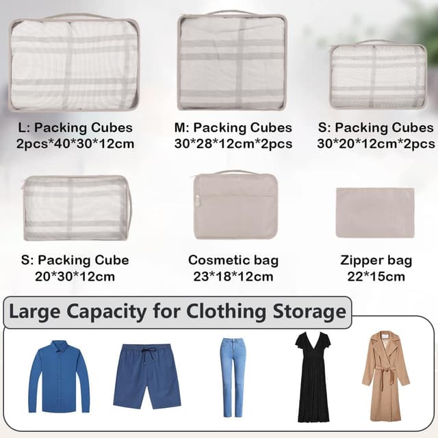 Detalle 1 de Große Koffer Organizer Set 12-teilig Packwürfel