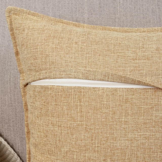 Detalle de Madizz 2er-Set Kissenbezüge aus Polyester-Leinen (Beige, 40x60 cm) mit verdecktem Reißverschluss