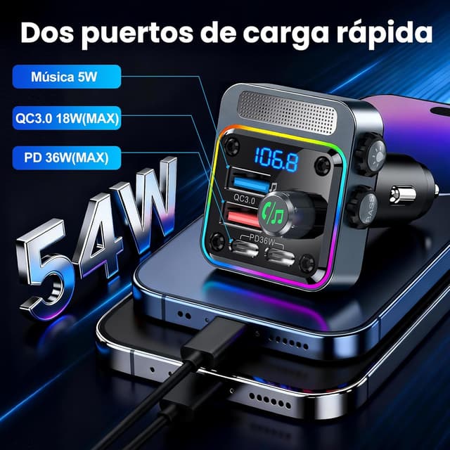 Thumbnail 1 de Gizmovine Transmisor FM Bluetooth Coche 36W