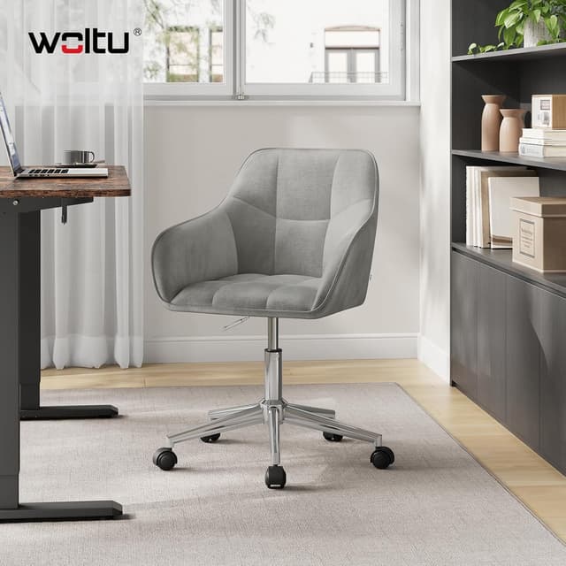 Detalle 2 de WOLTU Homeoffice-Stuhl BS145hgr mit Armlehnen, Samtsitz, 360° Drehfunktion und höhenverstellbarer Sitzhöhe bis 150 kg