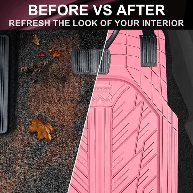 Thumbnail 6 de CAR PASS All-Pink M-L Heavy Duty Rubber Car Floor Mats with Trunk Cargo Liner (Universal Trim-to-Fit)