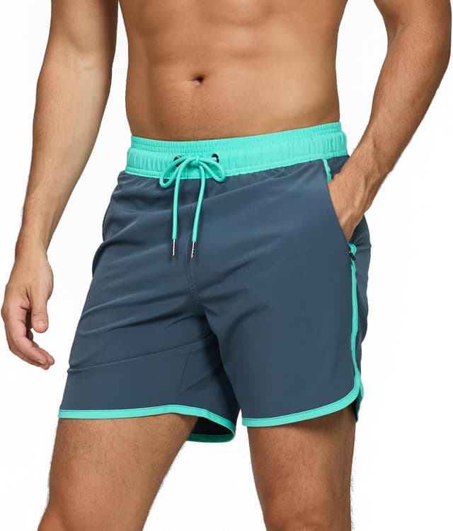 Detalle de TMEOG Costume da bagno uomo con pantaloncini surf, tasche e coulisse
