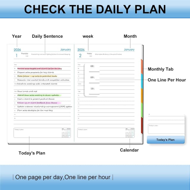 Thumbnail 4 de 2026 Diary A5 Page a Day Daily Planner 📓