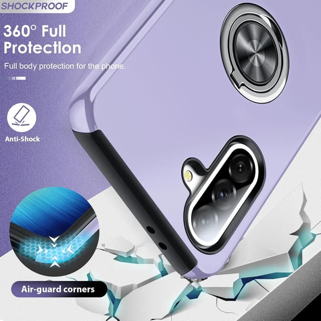 Detalle de LeYi Case for Samsung Galaxy A36 5G with Invisible Ring Stand, Tempered Glass & Camera Lens Protectors (Purple)