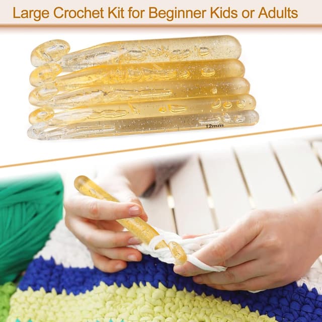 Detalle de Lot de 5 grands crochets Coopay pour laine épaisse (12 à 25 mm) + 10 marqueurs de maille