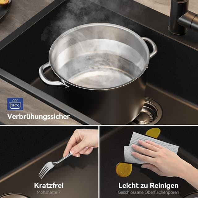 Thumbnail 3 de Sofetiy Granitspüle Schwarz 70x45 cm