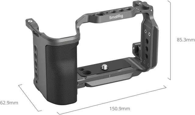 Detalle de SMALLRIG ZV-E10 II HawkLock Schnellwechselkäfig-Kit (4949) mit HDMI-Kabelklemme und Silikongriff