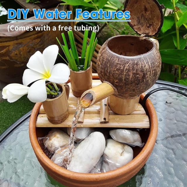 Detalle 2 de POPOSOAP Solar Bird Bath Fountain Pump (6W) with 4ft Tubing & 5 Nozzles for Garden Ponds and Fish Tanks