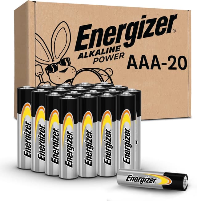Detalle de Energizer Alkaline Power AAA Batteries (20-Pack) — Long-Lasting Triple A for Daily Electronics & Emergency Kits