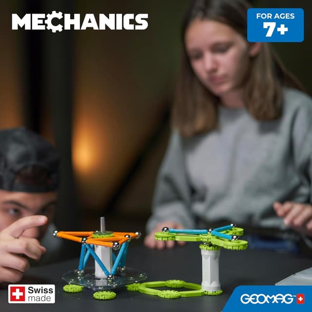 Detalle de Geomag Mechanics Motion Magnetic Gears – Jeu magnétique créatif de 96 pièces