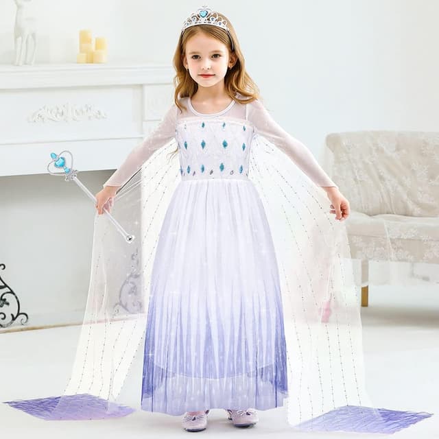 Detalle de AOOWU Vestito Bambina Principessa con accessori per carnevale, Halloween e feste (150cm)