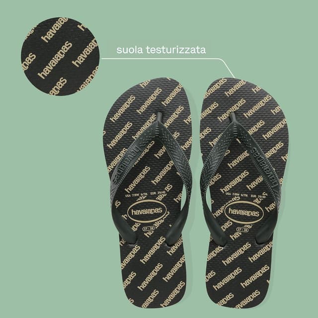 Detalle de Havaianas Top Logomania Essentials – infradito unisex comode e leggere con logo sulla suola