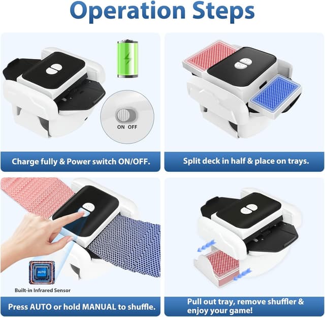 Thumbnail 2 de Automatic Card Shuffler 2-deck Rechargeable 🎲