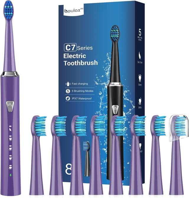 Detalle de Sonic Electric Toothbrush for Adults and Kids – Rechargeable sonic brush with 8 heads, 5 modes and 120-day charge