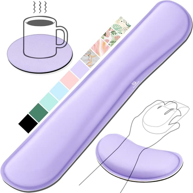 Detalle de Gimars Handballenauflage Tastatur mit Memory-Foam-Gelkissen und Mauspad (Violett)