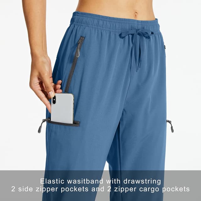 Detalle de Libin Women’s Lightweight Quick-Dry Cargo Capri Pants with Zipper Pockets