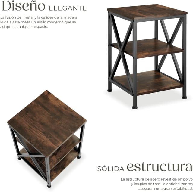 Thumbnail 3 de TecTake Mesa Auxiliar 40,5x40,5x60,5 cm