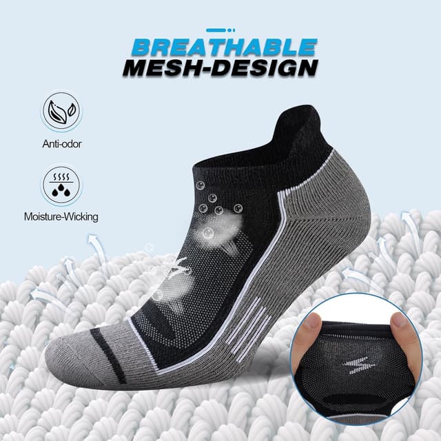Detalle de Cirorld Sneaker Socken (6 Paar) Herren/Damen – atmungsaktiv, gepolstert und mit Kompression für 43–46 / 37–42 / 47–50