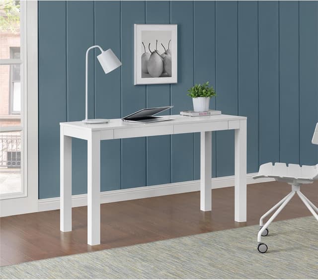 Detalle 2 de Ameriwood Home Large Parsons scrivania con 2 cassetti, bianco