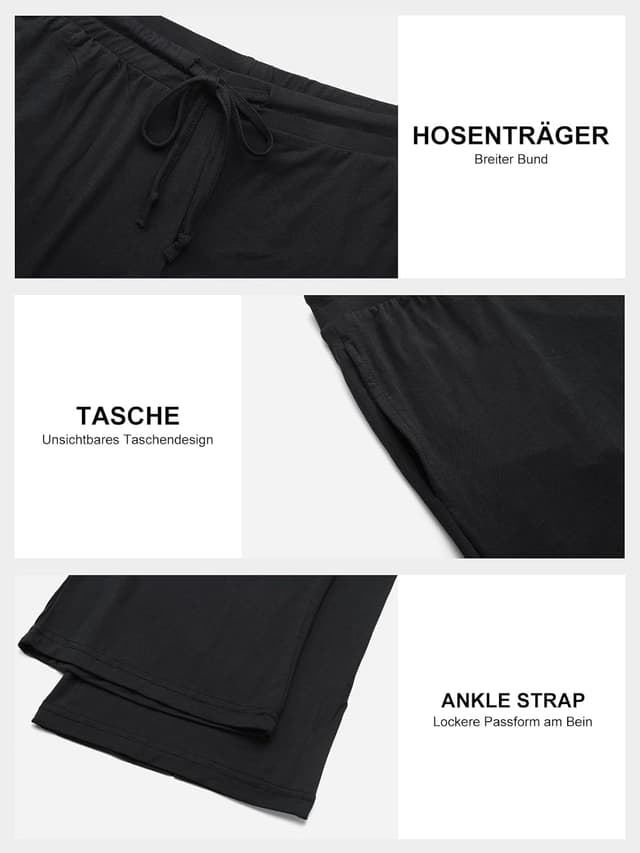 Detalle de Komfokore Freizeithose Damen Lounge-Hose aus Modal mit Kordelzug und Taschen (Schlafanzughose)