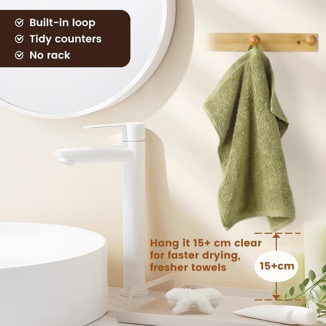 Detalle 2 de SEMAXE 100% Cotton Washcloths 12-Pack (13 × 13-inch) — Soft, super-absorbent face towels with hanging loop