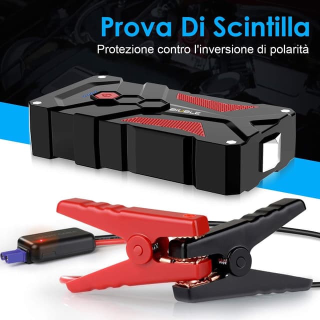 Detalle 2 de BIUBLE Avviatore Batteria Auto 3000A portatile 12V con torcia LED e power bank 12800 mAh