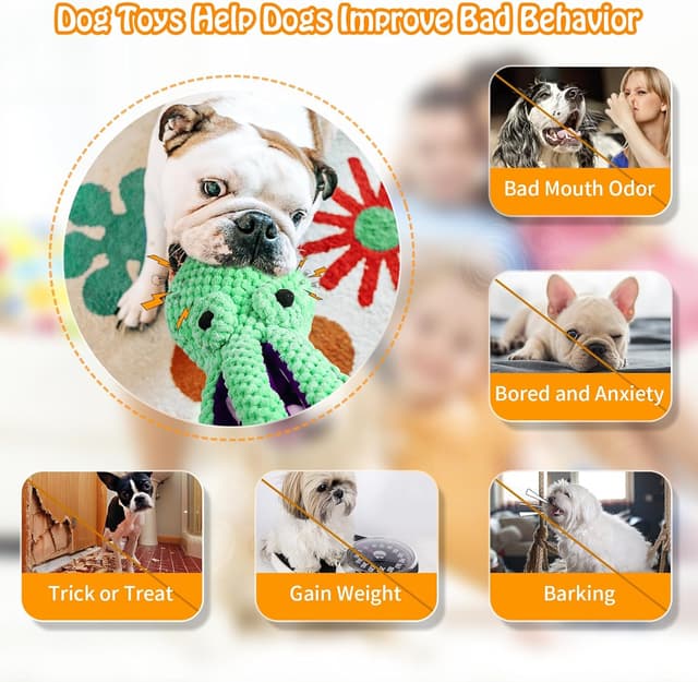 Detalle de Fuufome Large Squeaky Dog Toys (Plush, 13.5-inch) — Chew, Fetch & Tug Plush for Small to Large Dogs