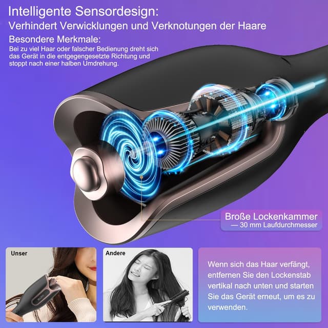 Thumbnail 4 de BUJIYI Rizador Automático de Pelo, 1" 🌟, Calentamiento Rápido