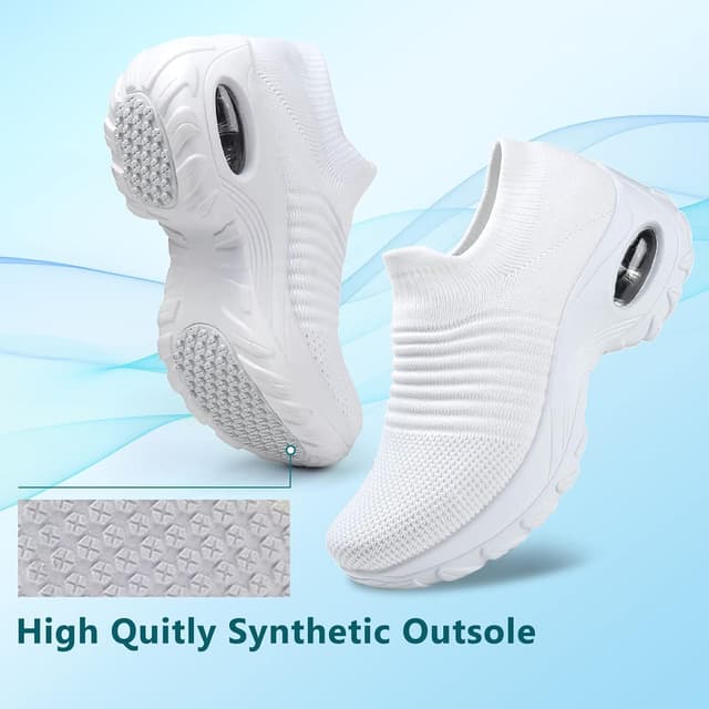 Detalle 2 de Slip On Trainers for Women Orthopedic Walking Shoes with Breathable Mesh and Air Cushion Wedge Sole