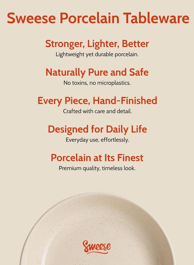 Thumbnail 6 de Sweese 30 Oz Salad Serving Bowls Set of 6 (8.4 Inch) Beige Porcelain Bowls