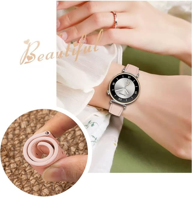 Detalle 2 de Bracelet en cuir 18 mm pour Huawei Watch GT6/GT5/GT4 41 mm (cuir avec boucle inox) – Bracelet de remplacement