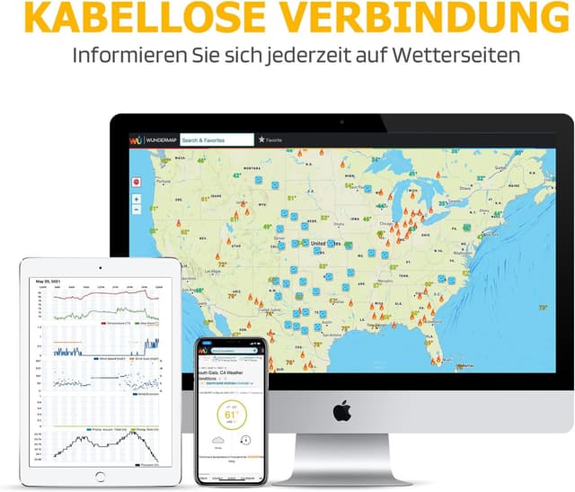 Thumbnail 5 de Radioddity Raddy WF-100C Lite stazione meteo WiFi 13-in-1 con sensore esterno e app